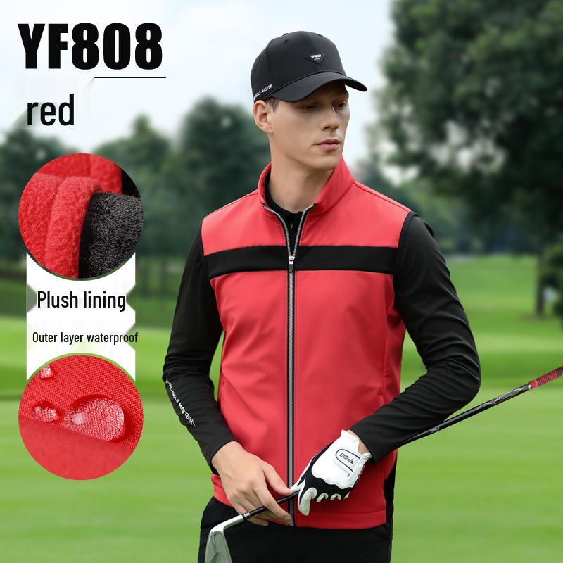 PGM Men s Windproof Golf Vest - Warm, Rainproof Stand Collar for Autumn/Winter Double Extra Large