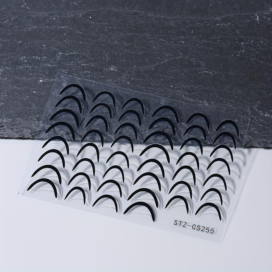 3D Simple French Tips Nail Stickers Sliver Gold Metal Stripe Line Decals Curve Nails Art Sliders Manicure Decor