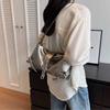 Silver Leather Crossbody Bags for Women Luxury 2024 Y2k Korean Fashion Underarm Shoulder Bag Female Armpit Bag Handbags bolsas