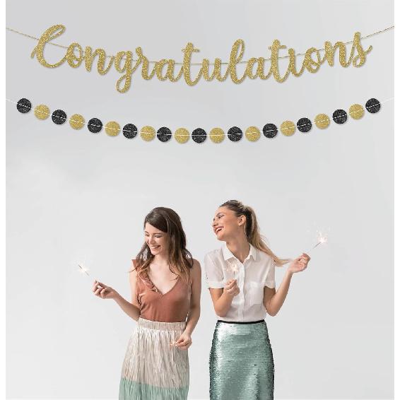 Pre-Strung Congratulations Banner for Graduation Decorations - Congratulations Decorations - Congrats Banner for Graduation, Wedding, Retirement