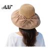 Sun Protection Hat for Outdoor Woven Hat, Women Wide Brim Beach Floppy Breathable with Bow, UV Summer Vacation Camping Travel Accessories