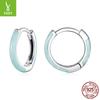 Simple Color Drop Oil Round Ear Buckle Summer Dopamine S925 Sterling Silver Earrings Earrings