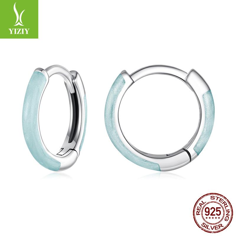 

Simple Color Drop Oil Round Ear Buckle Summer Dopamine S925 Sterling Silver Earrings Earrings 925 Silver