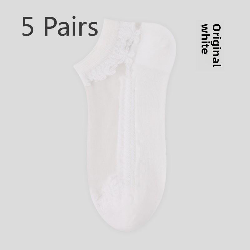 5 Pairs of Spring/summer Thin Jacquard Crystal Socks