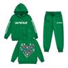 Kids' Long Sleeve Loose Pullover Letter Print Drawstring Hooded Sweatshirt Sweatpants Set