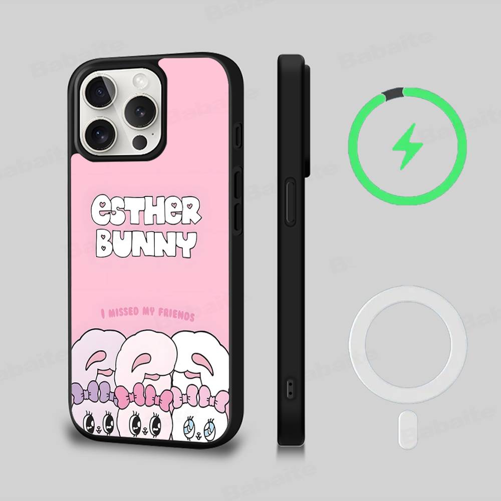 Cute Cartoon Esthers Bunny Magnetic Wireless Phone Case For IPhone 17 16 15 14 Plus 13 12 11 Pro Max