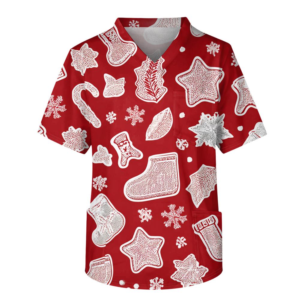 Men's Casual Short-Sleeved V-Neck Printed Front Pocket Top
