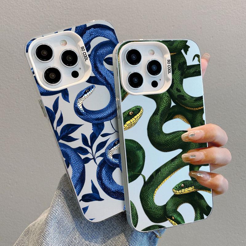 Cool Creative Dark Snake Phone Case for iPhone 16 15 Pro Max 14 13 12 11 Pro Max 13 Mini 14 15 16 Plus Shockproof Back Covers