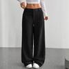 European American Casual Women's Front Pockets Loose Solid Color Pocket Floor-length Wide-leg Pants Casual