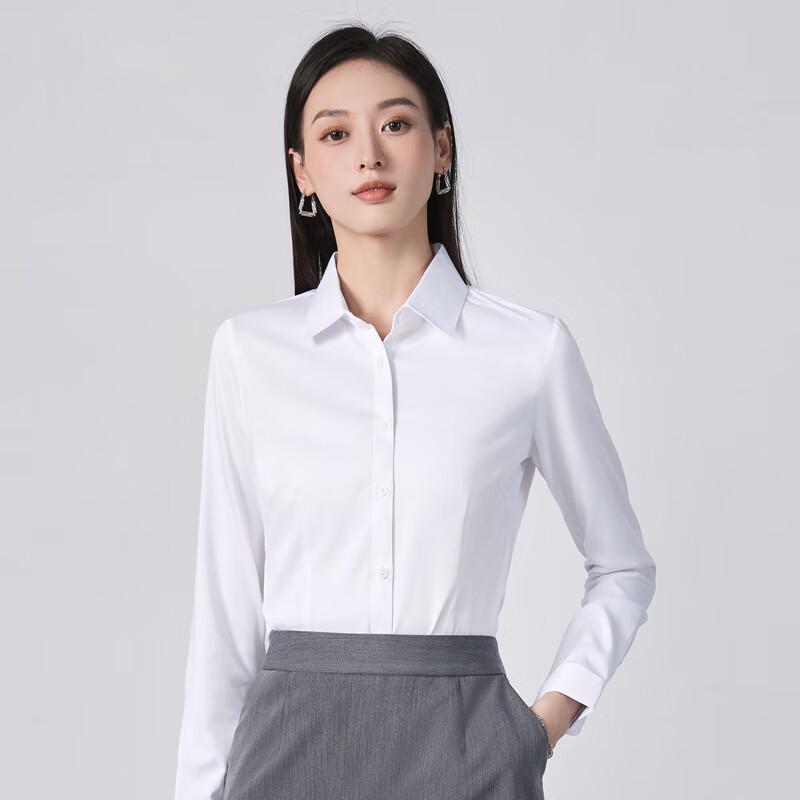 Teluoman Women's Long-Sleeve Non-Iron Business Shirt