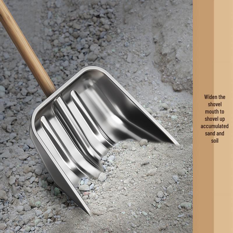 Extra dicke Schneeschaufel aus Edelstahl, Futter- und Mistgabel, Kehrschaufel und Outdoor-Schneeschieber-Werkzeug.