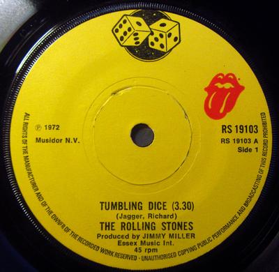 7inch Record ROLLING STONES  Tumbling Dice RS19103 Rolling Stones  1972 UK Rock Used