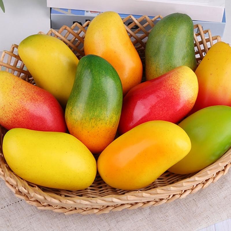 6Pcs Realistic Fruit Mangos Decoration Assorted Realistic Mangos Models for Table Decors and Visual Merchandising