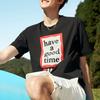 Fila X Have A Good Time Letter Print Big Logo Sports Casual Macaron Style Colorful Fashion Short Sleeve Drop Shoulder T-Shirt F11U229103F-BK