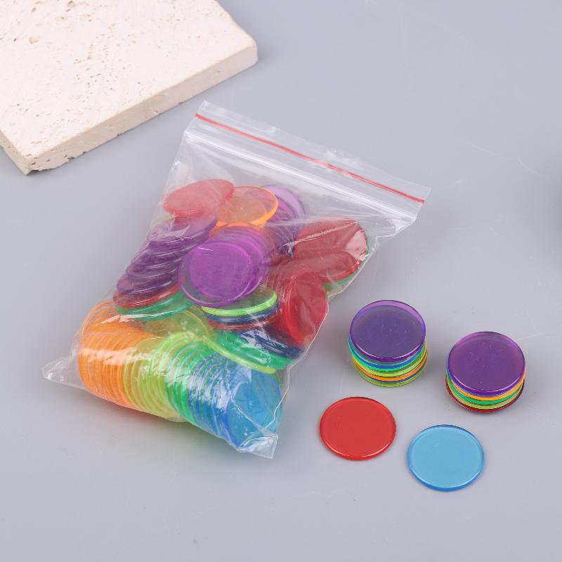 100Pcs 25Mm Color Plastic Chip Bingo Chip Montessori Interactive Learning Education Math Toys Family Party Counting Toy 100Pcs разноцветный