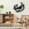 Wrought Iron Black Cat Moon Wall Decor 11.81in Metal Art Sculpture for Living Room Indoor Hanging Home Decoration