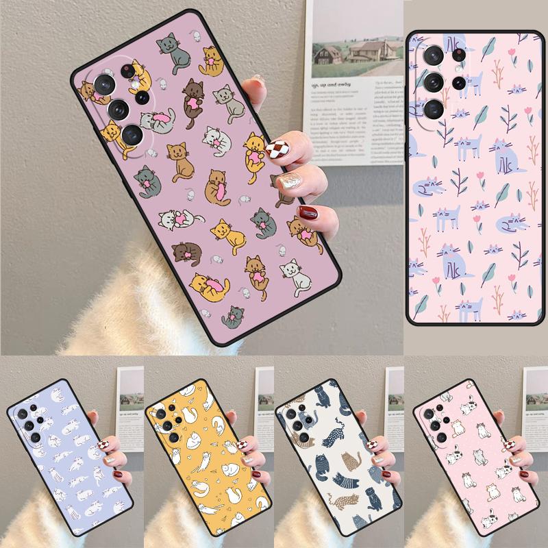 Cute Cat Pattern Phone Case for Samsung Galaxy note 10 pro S26 Ultra S23 S24 FE S25 S21 S22 PLUS shockproof Cove