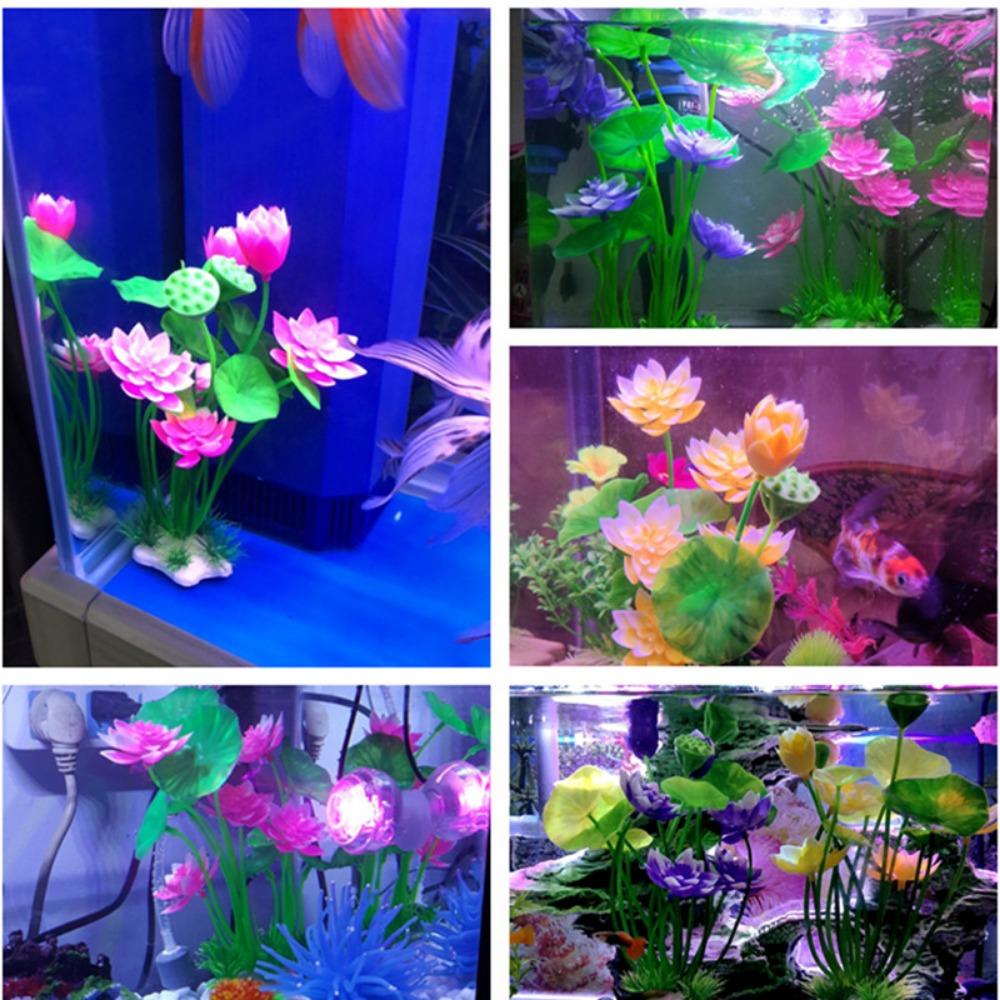 Lifelike Fake Plasitc Pink for Fish Tank Decor Aquatic Flower Water Grass Lotus Ornaments Artificial Lotus