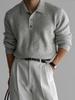 Vintage Style Men's Polo Neck Sweater - Autumn/Winter Solid Color Loose Knit Wool Top, Long Sleeve