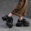 Fashion GKTINOO Genuine Leather Thick Sole Height Increasing Lace Up Pumps 2025 Spring New Casual Versatile Women's Platform Shoes