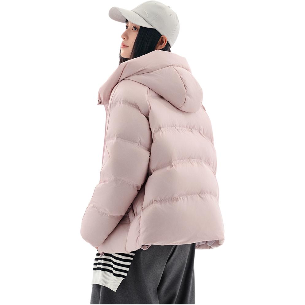 Anta Simple Hooded Letter Loose Warm Zipper Sports Down Jacket Women outerwear 162618906-5