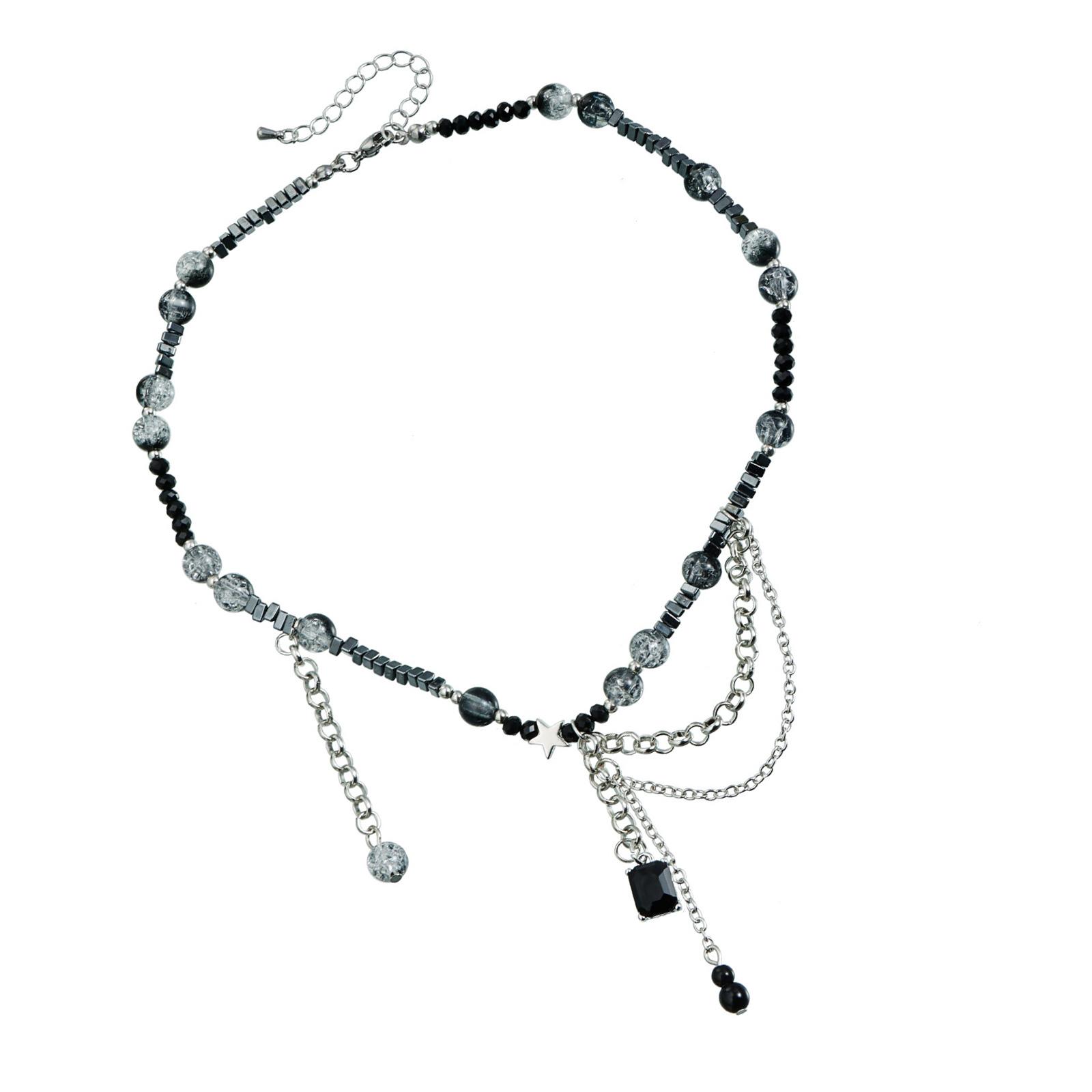 

Темное готическое многослойное ожерелье с кисточками на ключицу, регулируемая длина, цепочка на шею, дерзкая панк-сплавная бижутерия для женщин, девушек