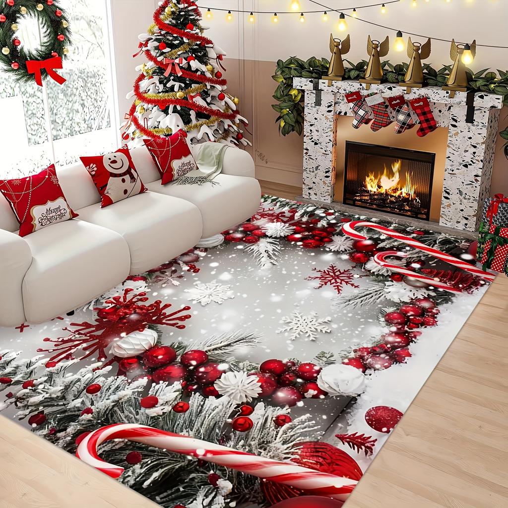 Christmas Rug Festive Carpet For Live Room Large Area Rug Bedroom Rug Soft Doormat Welcome Mat Home Decoration