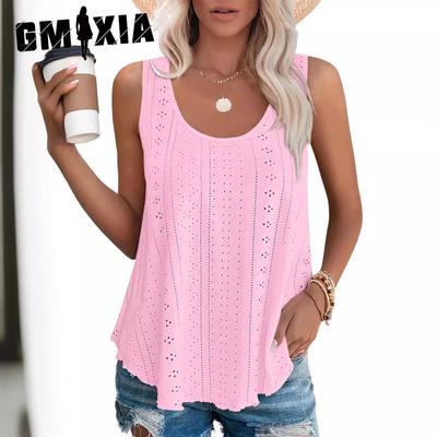Spring Summer O-Neck Loose Sleeveless T-shirt Top