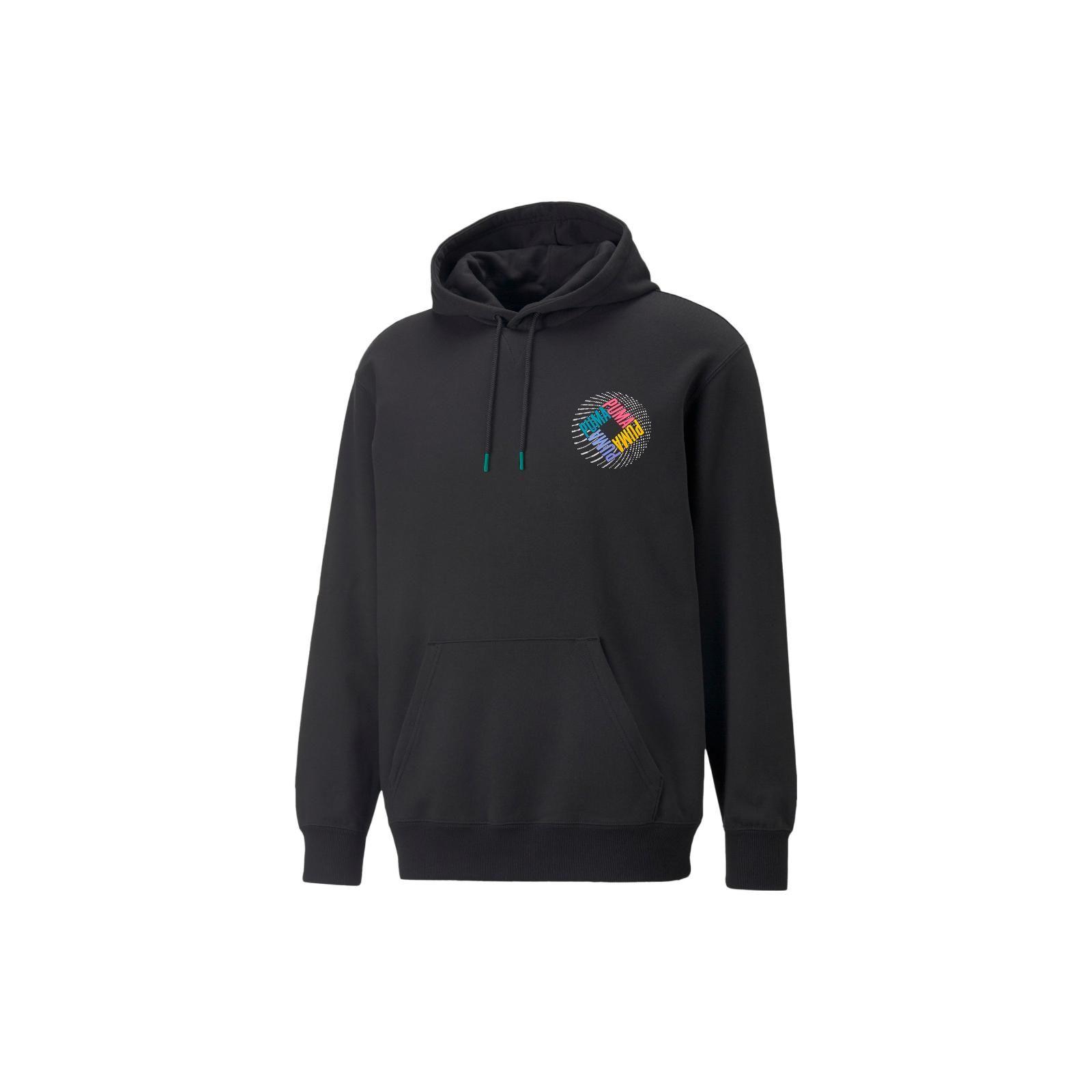 

Puma Мужское спортивное худи кэжуал с принтом в стиле ретро, черное 537703-01 M