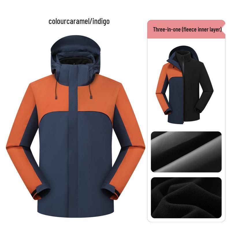 Anpassbares Team Windbreaker Set: Outdoor Drei-in-Eins mit Logodruck und herausnehmbarem Daunenfutter