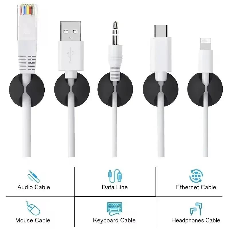 Desktop Cable Clips Portable Adhesive Cable Management Charger Wire Holder Clips Cord Organizers for Home Office Car Nightstand