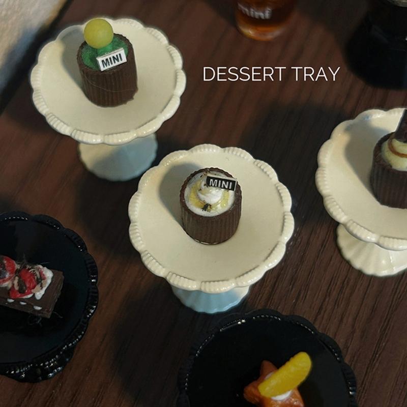 Miniature Candlestick Dessert Cake Stand For Dollhouses Accessories Alloy Construction Kids Role Play