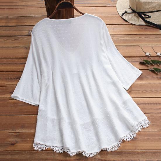 Damen Top Einfarbig Dünn Übergröße Lässig Sommerbluse für Alltagskleidung