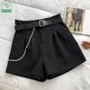 Casual Comfortable Elegant Shorts with Belt Women's Slim Wide Leg A-line Shorts