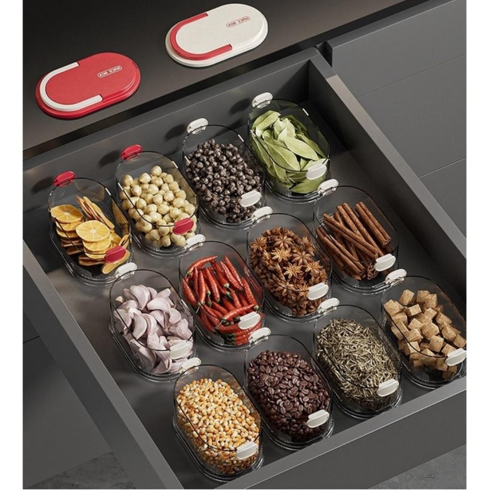 4Pcs Stackable Airtight Spice Storage Container Kitchen Organizer For Herbs Grains Kitchen Container 15x8.5x24cm
