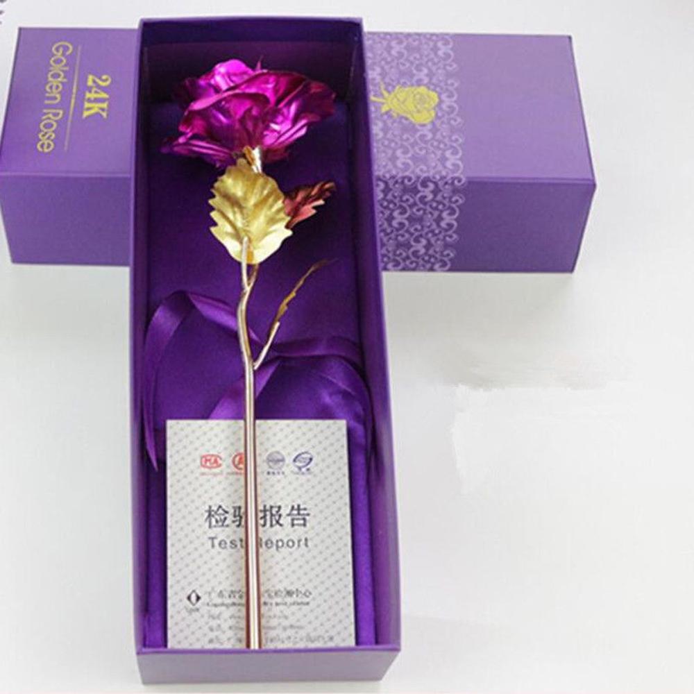 Nova folha de ouro banhada a rosa decoração de casa flor artificial presentes de natal dia dos namorados