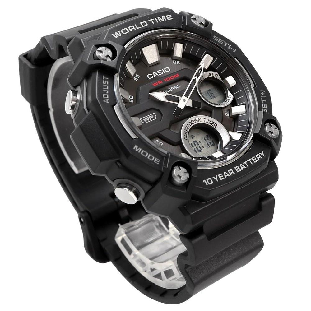Casio World Time Telememo Analog Digital Quartz Watch AEQ-120W-1AV Men's Black