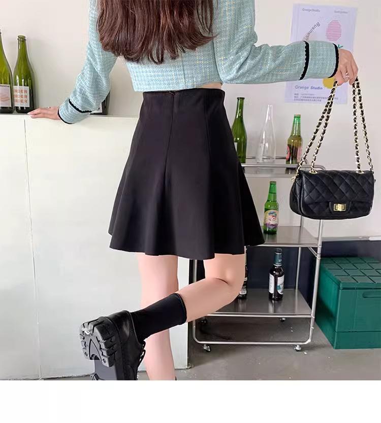 Women's Autumn College-Style Woolen Pleated A-Line Skirt (2025) - High-Waisted, Sweet & Spicy Short Skirt