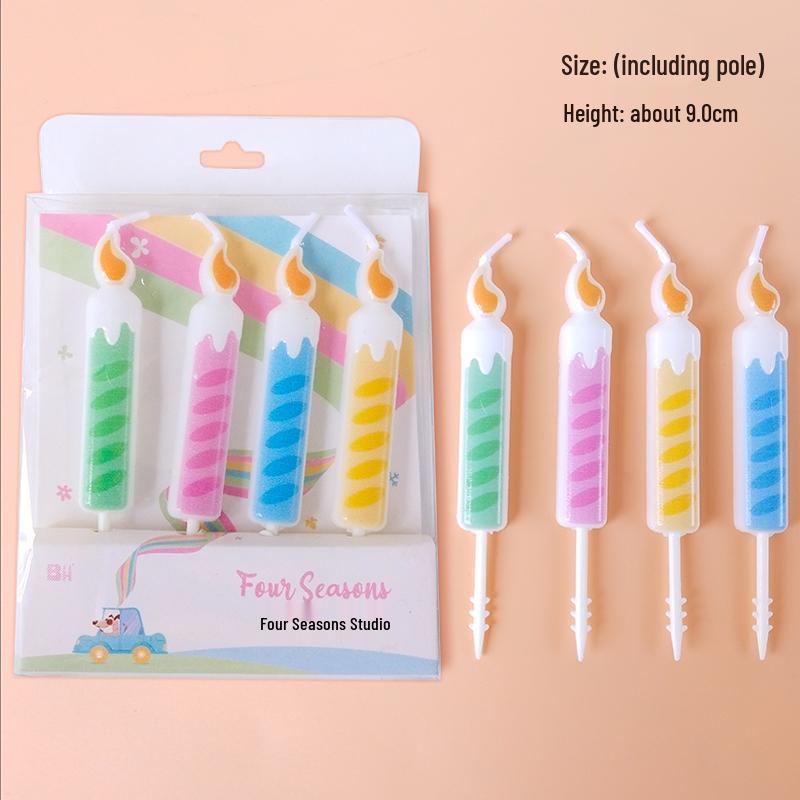 Colorful Spiral Macaron Candles for Birthday Cake Decoration