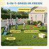 5-in-1 Swing Set with Slide Height-Adjustable Swing Frame with Nest Swing 382x196x203 cm Multicolor