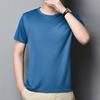 Summer Men Top Ice Silk Quick-drying Short Sleeves O Neck Loose Solid Color Thin Breathable Elastic Casual Pullover Daily Sport Top