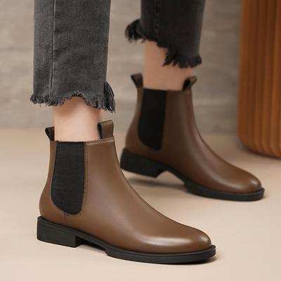 Dames lente nieuwe Martin boots retro schapenvacht binnenwerk damesschoenen Chelsea boots middelhoge schacht rundleer damesschoenen laarzen
