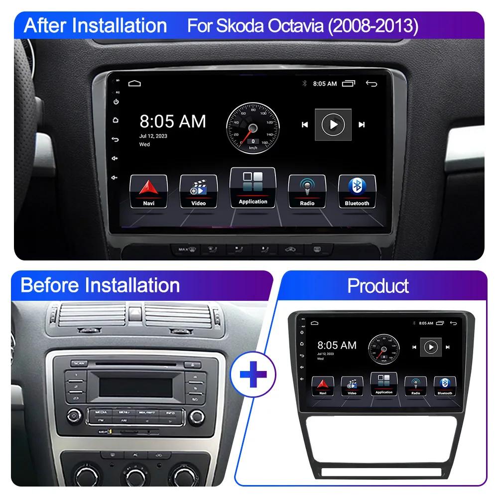 8GB+128GB Carplay Radio For Skoda Octavia 2 A5 2008-2013 Car Stereo Multimedia Player Android Auto GPS Navigation 2DIN NO DVD