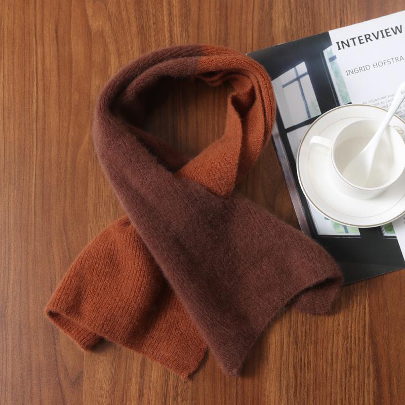 Knitted 100% Wool Cross-Perforated Scarf For Women Winter Soft Solid Fashion Neck Warmer Elegant All Match Decoration Scarves