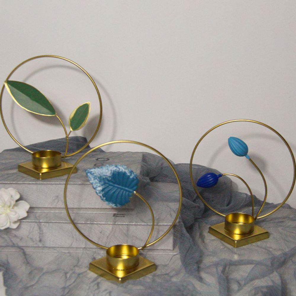 Iron Crafts Round Plant Candlestick Decorative Metal Aromatherapy Holder  Coffee Table