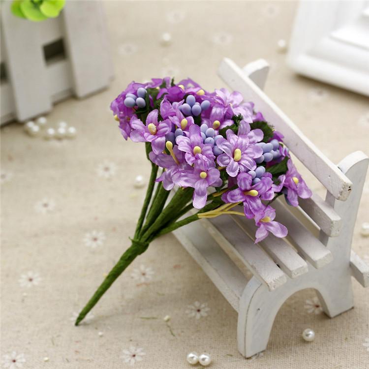 

2cm Artificial Silk Mini Babybreath Bouquet Flowers DIY Scrapbooking Hair Garland Box Accessories Wedding Decoration фіолетовий