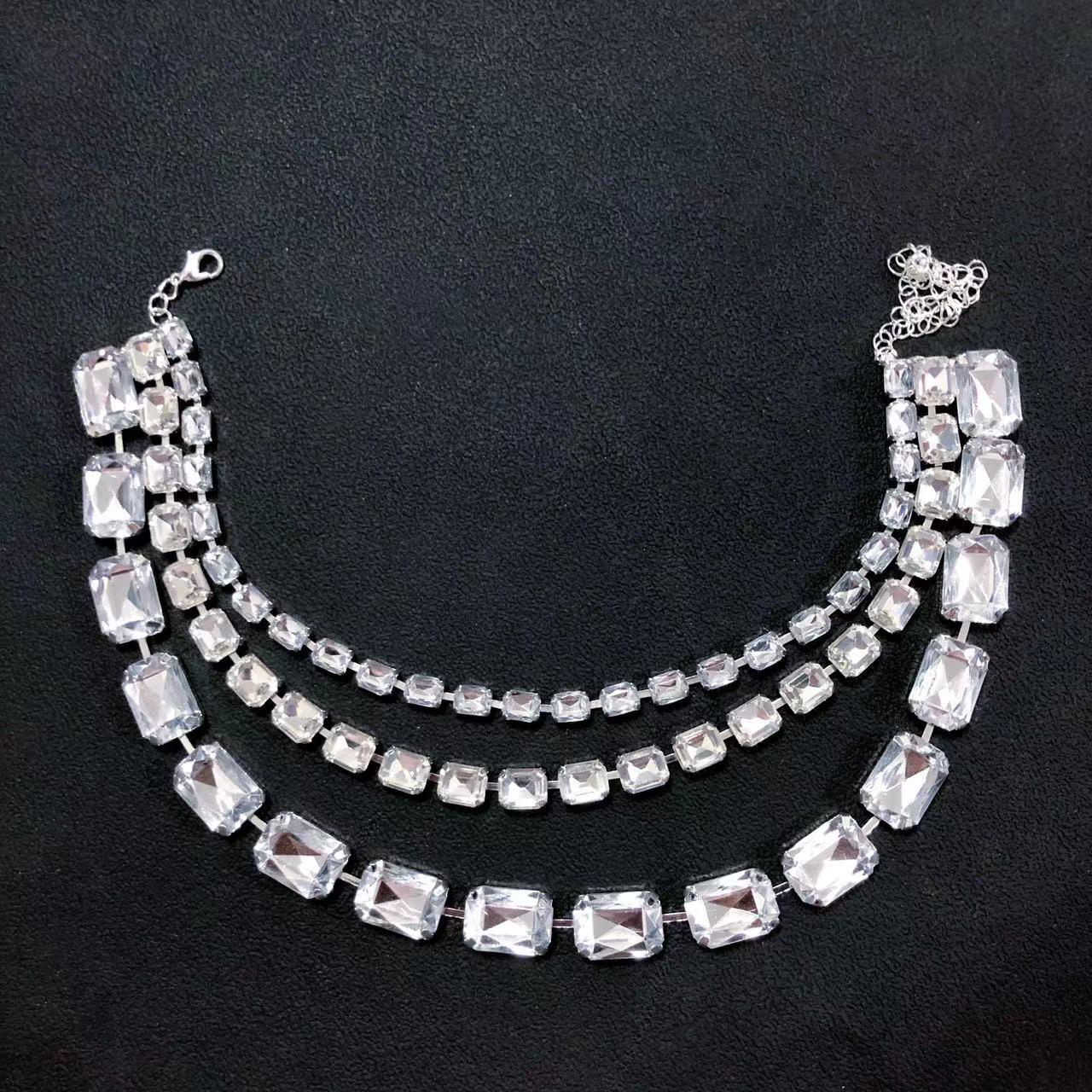 

Минималистичное хрустальное колье-чокер - Элегантная женская модная бижутерия серебряный