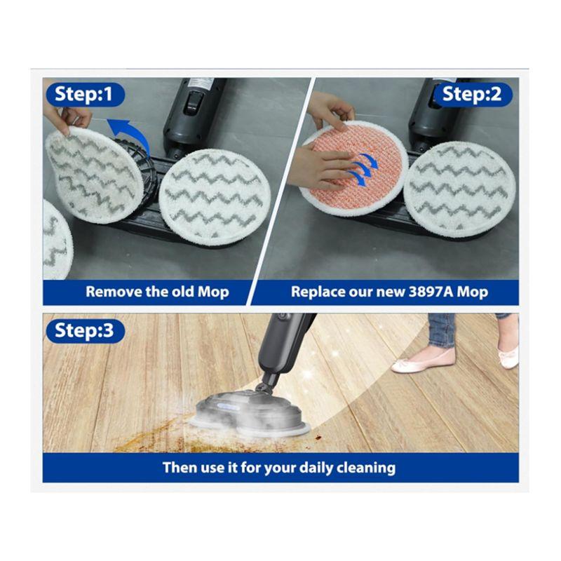 AEE4-9Pcs Mop Pads For Bissell 3897A 3712 Scrubbing Steam Mop Cleane Mop Rag Accessories