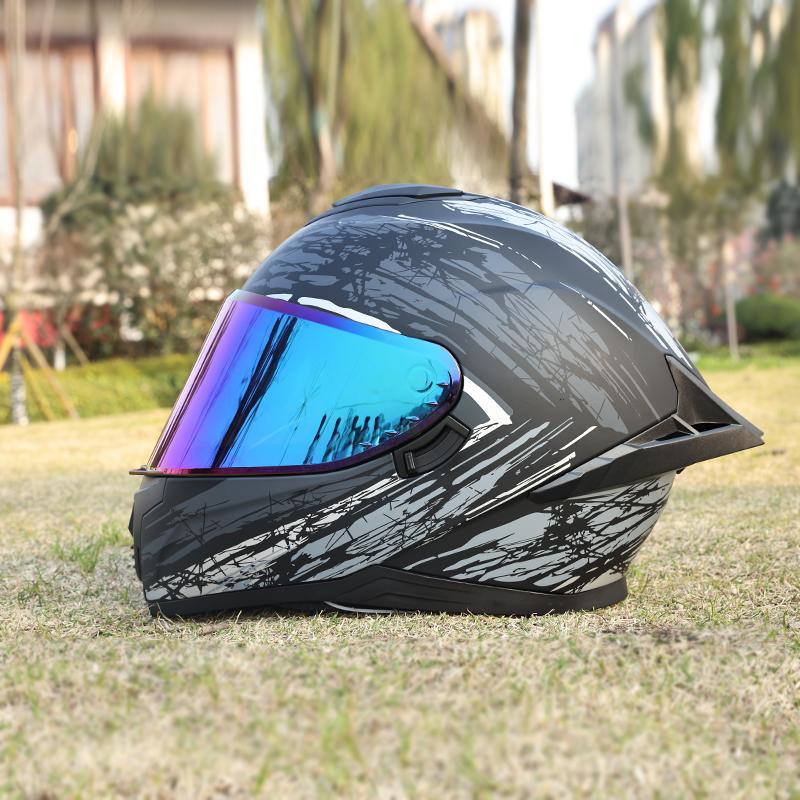 Motorcycle helmet, men's and women's dual lens full face helmet, motorcycle sports car, all season full face helmet DOT