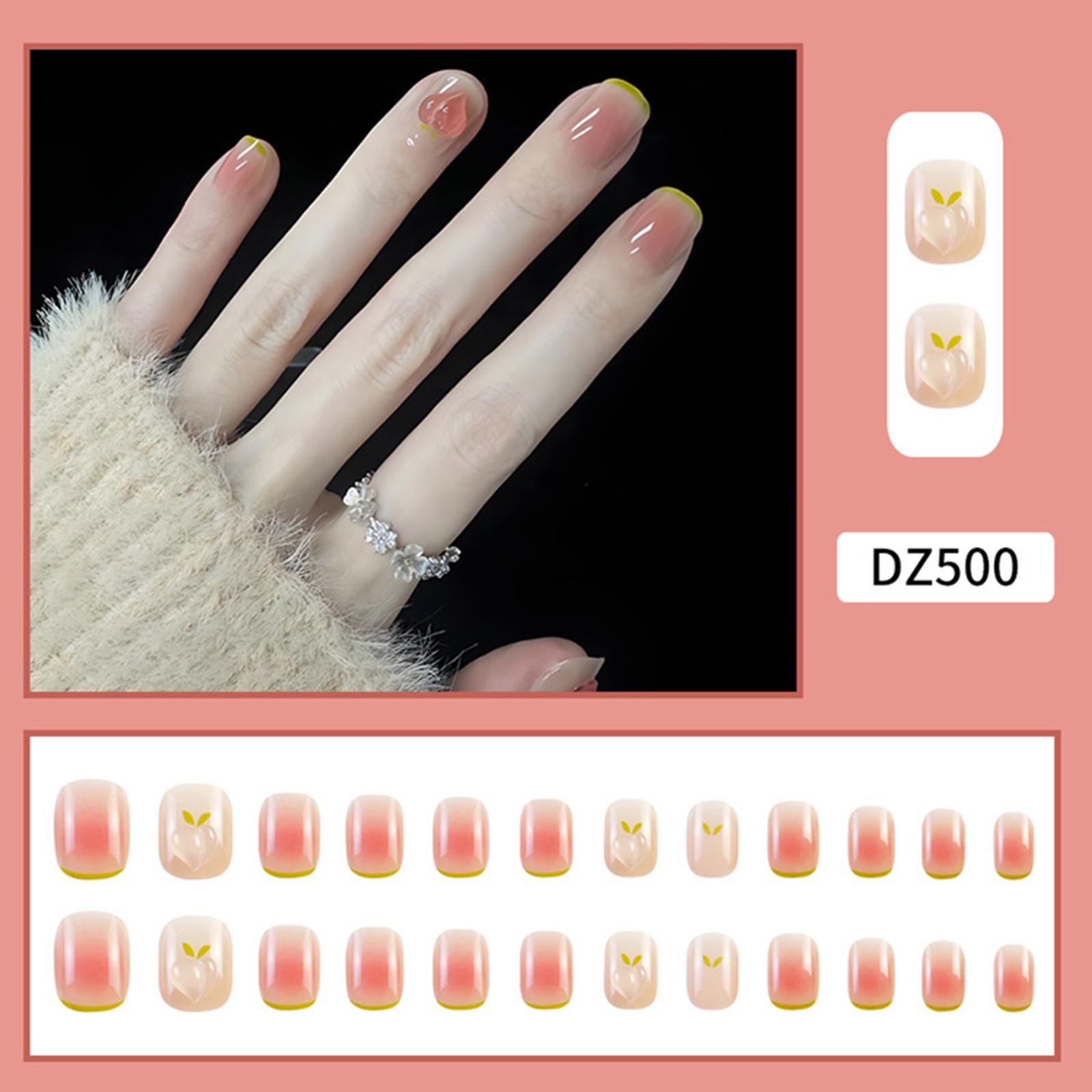 

Wearing 24 Pieces , Short Gradient Blush Glitter Nail Stickers, Nail Tips 5ml One Size